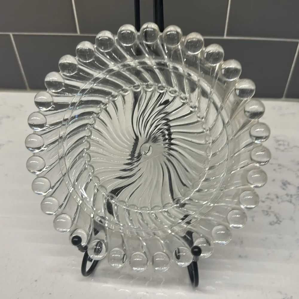 Vintage small dish Swirl and Ball Clear